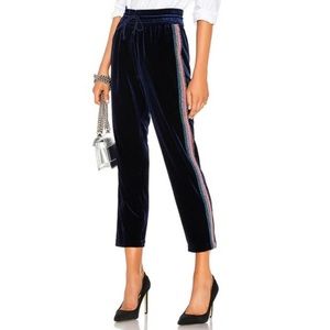 MOTHER REVOLVE The Velvet Lounger Ankle Velour Track Pants in Navy